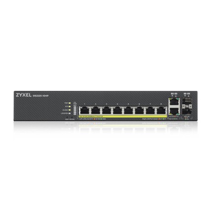 Zyxel Switch Managed Layer 3 Lite, 8X Gb Poe 180W, 2X Sfp, Fanless Desktop/Rack, Nflex