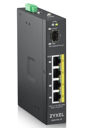 Zyxel Switch Industriale Unmanaged, 4X Gigabit Poe 120W, Din Rail, Alim. 12-58V Dc