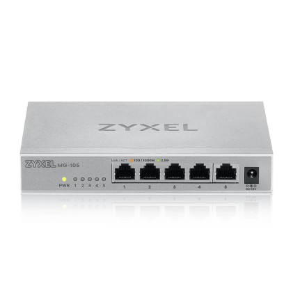 Zyxel Switch Xmg-108 Unmanaged, 5 Porte 2.5Gbe1 Porta 10Gbe Sfp+, Desktop