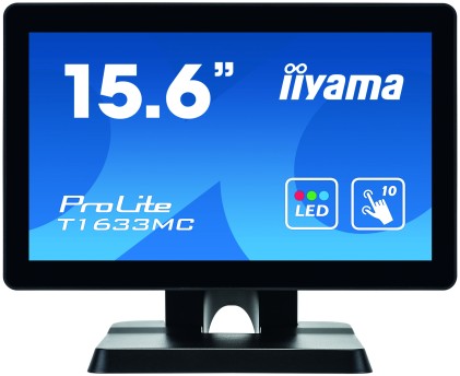 IIYAMA ProLite T1633MC-B1 15.6inch 39.6cm WIDE LCD 10-Points Touch Screen TN panel Flat Bezelfree Glass Front HDMI/DP/USB black