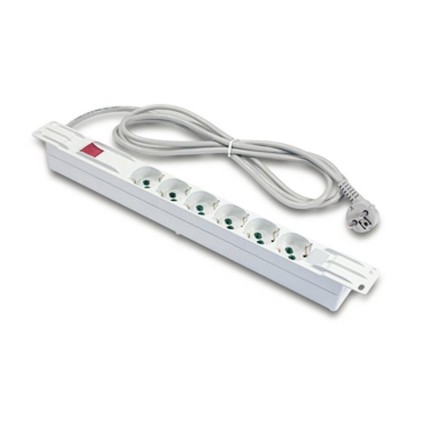Multipresa Alimentazione Per Rack 19&#34; In Plastica Con 6 Prese Universali Tripolari/Schuko Con Interruttore E Spina Schuko Cavo Mt 3