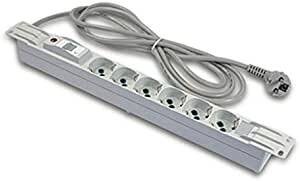 Multipresa Alimentazione Per Rack 19 In Plastica Con 6 Prese Universali Tripolari/Schuko Magnetotermica Con Spina Schuko Cavo Mt 3