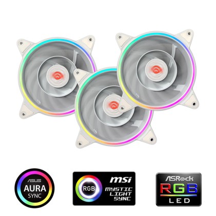Ventola Skiron 120 Rgb 3In1 Pwm Wht Pack 3 Ventole 120Mm Rgb Controller