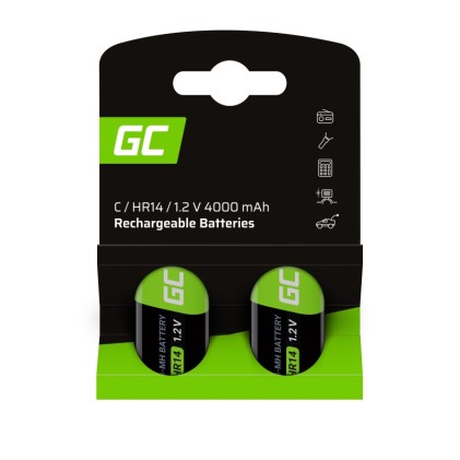 GREEN CELL 2x battery C R14 HR14 Ni-MH 1.2V 4000mAh