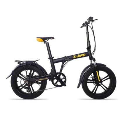 Jeep Bicicletta Con Pedalata Assistita Fat Bike Nero-Giallo Ruote 20" 30 Km Autonomia Batteria 25 Km Velocita