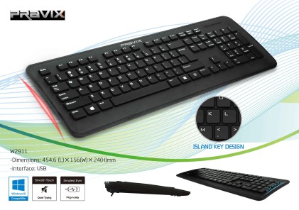 Tastiera Pravix ergonomica slim con cavo USB - retail box