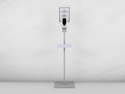 Goup Solutions Starter Kit Dispenser Igienizzante Automatico Con Stand Da Terra + Confezione Igienizzante + Confezione Guanti Monouso 100Pz + Espositore A4