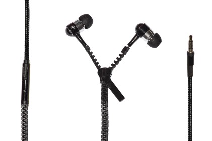 *Auricolari Con Microfono, Plug 3,5 Mm, Cavo Mt 1,2 Apertura A Zip Colore Nero