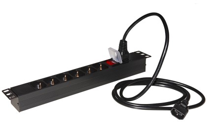 Multipresa Da Rack 19" 6 Prese Universali Con Cavo Alimentazione C14 Maschio Removibile