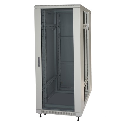 Armadio Rack 19&#34; 27U (A)1388 (L)600 (P)600 Colore Grigio Porta Vetro