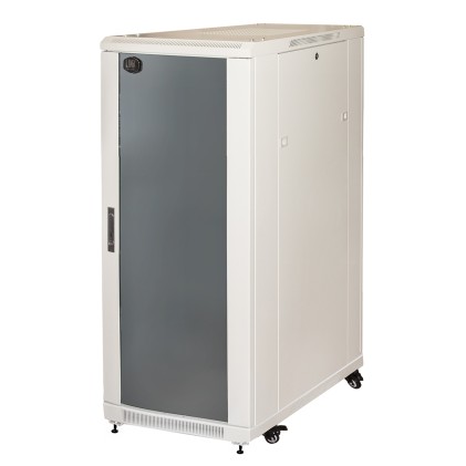 Armadio Rack 19&#34; Per Reti 27U (A)1388 (L)600 (P)800 Colore Grigio Porta Vetro