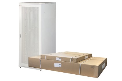 Armadio Rack 19" 42U (A)2055, (L)800, (P)1000 Porta Traforata Colore Grigio Disassemblato Con Guidacavi  Laterale