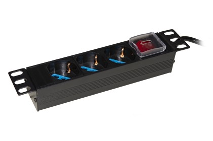 Multipresa 3 Prese Ita/Schuko Per Armadi 10&#34; Con Cavo Spina Italiana E Interruttore