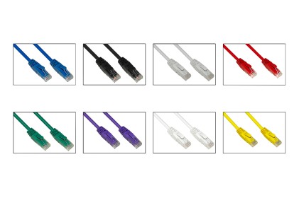 Confezione 8 Cavi Rete Categoria 6A Non Schermato Utp Awg24 Colori Diversi Grigio Blu Nero Rosso Verde Viola Bianco Giallo Halogenfree Mt 50
