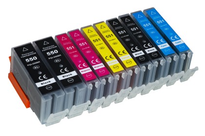 Compatibile Confezione 10 Cartucce Comptibili Per Uso Su Pgi-550Bk/Cli-551C/M/Y-Xl Con Chip