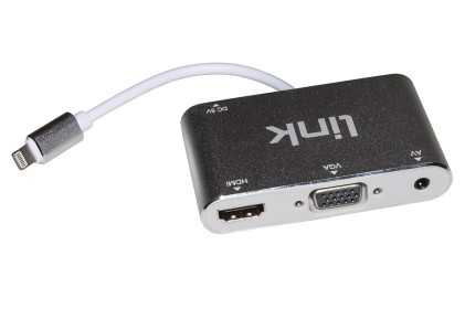 Adattatore Connettore Iphone 8 Poli Maschio A Hdmi + Vga + Audio