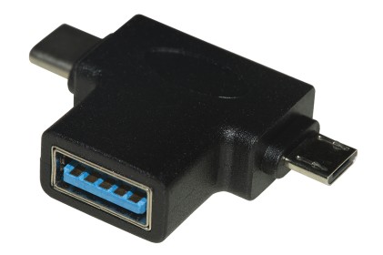 Adattatore 3 In Uno - Connettore Usb &#34;A&#34; Femmina - Micro Usb Maschio - Usb-C Maschio