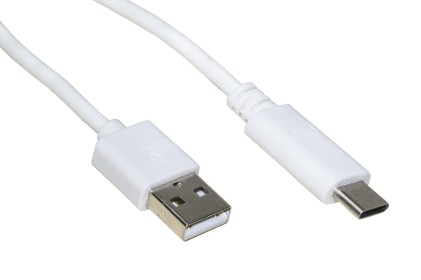 Cavo Usb 2.0 "A" Maschio Tipo C Mt 1  Colore Bianco Pvc Nichel Plating White 28+24Awg Bc Conductor