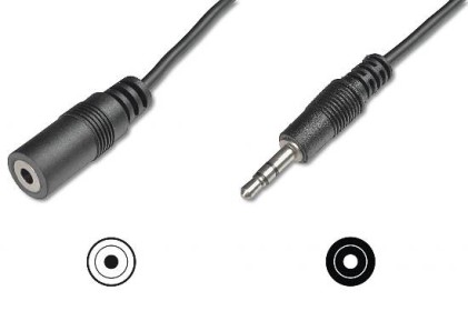 Cavo Audio Stereo 3,5Mm Maschio/Femmina Mt 1,80 Nero