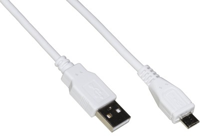 Cavo Micro Usb 2.0 Bianco Mt 1 In Rame Per Ricarica Veloce E Scambio Dati