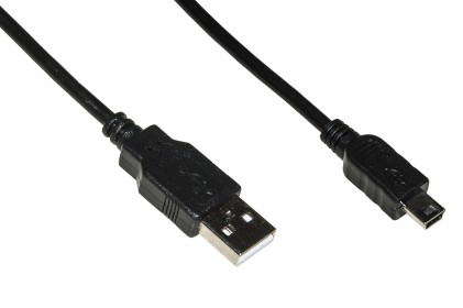 Cavo Usb 2.0 Mini "B" 5 Poli Per Ricarica O Trasmissione Dati In Rame Mt.1