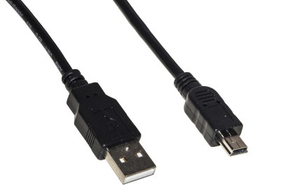 Cavo Usb 2.0 Mini &#34;B&#34; 5 Poli Per Ricarica O Trasmissione Dati In Rame Mt.1,8