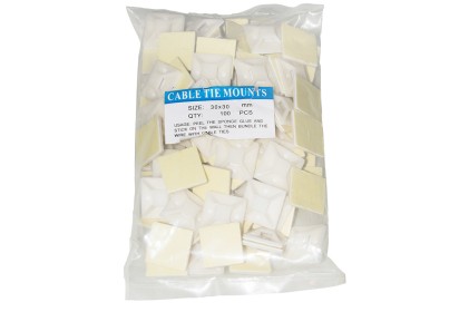 Confezione 100 Supporti Adesivi In Nylon Per Fascette Mm 28X28