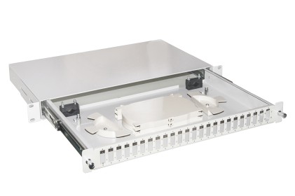 Cassetto Fibra Ottica 24 Porte Per Adattatori Sc Duplex 1 Unita’ Per Installazione 19&#34; Grigio Con Binari Telescopici