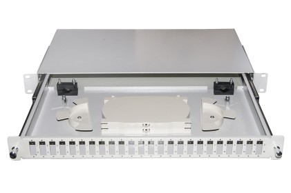 Cassetto Fibra Ottica 24 Porte Per Adattatori Sc Duplex 1 Unita’ Per Installazione 19&#34; Grigio Con Binari Telescopici