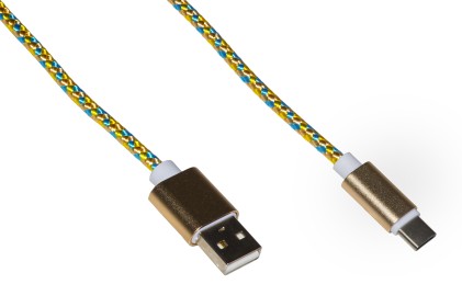 *Cavo Usb-C Mt 1 Guaina Intrecciata Colore Oro/Azzurro