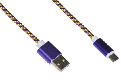 *Cavo Usb-C Mt 1 Guaina Intrecciata Colore Viola/Oro