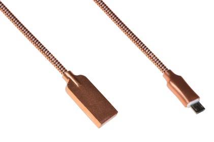 *Cavo Micro Usb Mt 1 Guaina Zinco Alluminio Colore Rosa Connettore Schermato