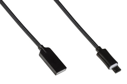 *Cavo Micro Usb Mt 1 Guaina Zinco Alluminio Colore Nero Connettore Schermato