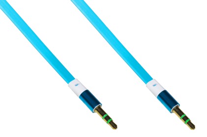 Cavo Audio Jack 3,5 Mm Maschio/Maschio Piatto Mt 1 Colore Blu 3 Poli