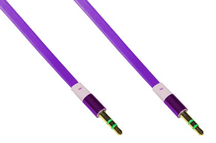 *Cavo Audio Jack 3,5 Mm Maschio/Maschio Piatto Mt 1 Colore Viola 3 Poli