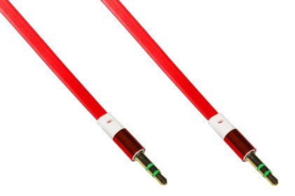 Cavo Audio Jack 3,5 Mm Maschio/Maschio Piatto Mt 1 Colore Rosso 3 Poli