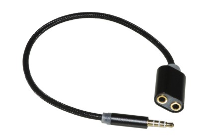 *Sdoppiatore Audio Jack 3,5 Mm Maschio A 2 Femmine 35 Cm Guaina Intrecciata Colore Nero