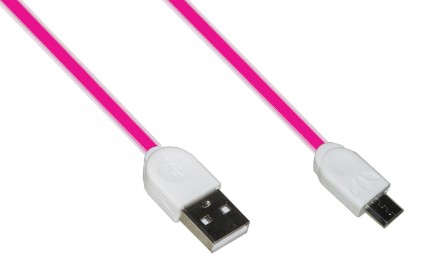 Cavo Piatto Micro Usb Guaina Silicone Mt 1 Colore Rosa