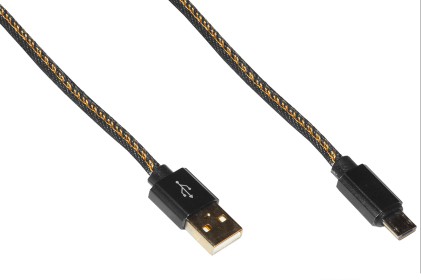 Cavo Piatto Micro Usb Guaina Jeans Mt 1 Colore Nero Fino A 2 Ampere