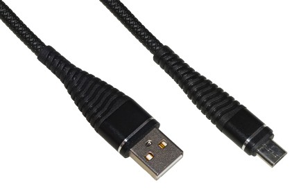 *Cavo Micro Usb Mt 1 Guaina Intrecciata Con Protezione Flessibile Sul Connettore Colore Nero