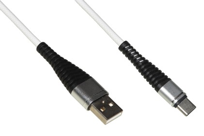 *Cavo Usb Tipo "C" Mt 1 Guaina Intrecciata Con Protezione Flessibile Sul Connettore Colore Bianco
