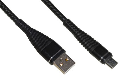 *Cavo Micro Usb Mt 1,2 Cavo A Spirale Colore Nero Con Protezione Flessibile Sul Connettore