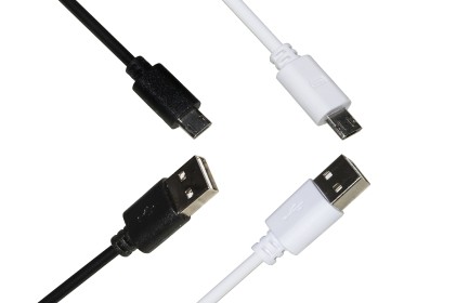 Kit 2 Cavi Usb - Micro Usb Con Connettori Reversibili  Mt 1 Fino A 2 Ampere Colori Bianco, Nero
