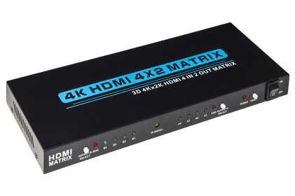 Video Matrix Per 4 Dispositivi Hdmi Con 2 Tv Hdmi, Audio Digitale + Analogico, Telecomando