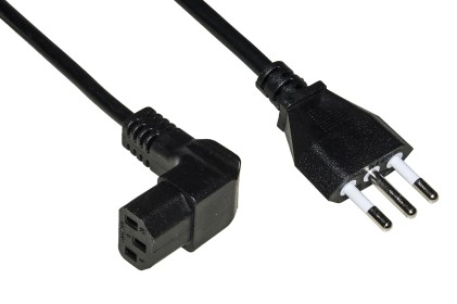 Cavo Alimentazione Spina Italiana Tripolare 10 A - Presa 90 Gradi Iec Mt.1.8