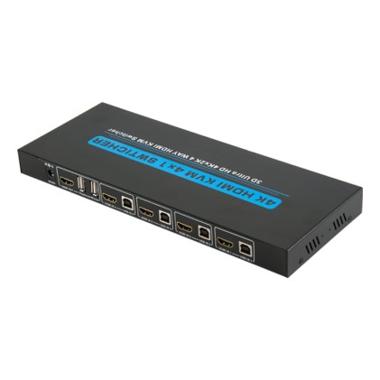 Switch Kvm 4 Porte Per 4 Pc/Notebook Con Porta Hdmi, Tastiera/Mouse Usb Con Una Postazione Video/Tv Hdmi 4K Con Tastiera E Mouse Usb, Con Telecomando