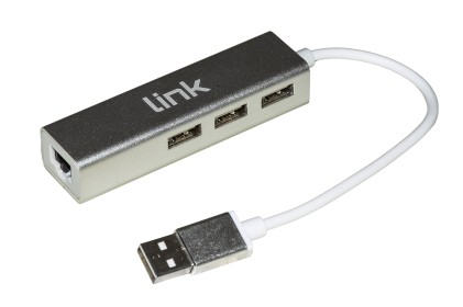 Adattatore Usb 2.0 - Rete Rj45 10/100 E 3 Porte Usb 2.0