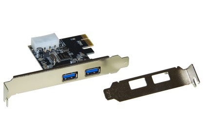 Scheda Pci-Express 2 Porte Usb 3.0 Con Staffa Normale E Staffa Low Profile