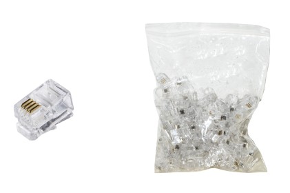 Confezione 100 Plug Telefonici 4 Conduttori 4 Posizioni 4P4C Rj10