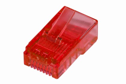 Confezione 100 Connettori 8 Poli Cat 5E Utp Non Schermato Rj45 Rosso
